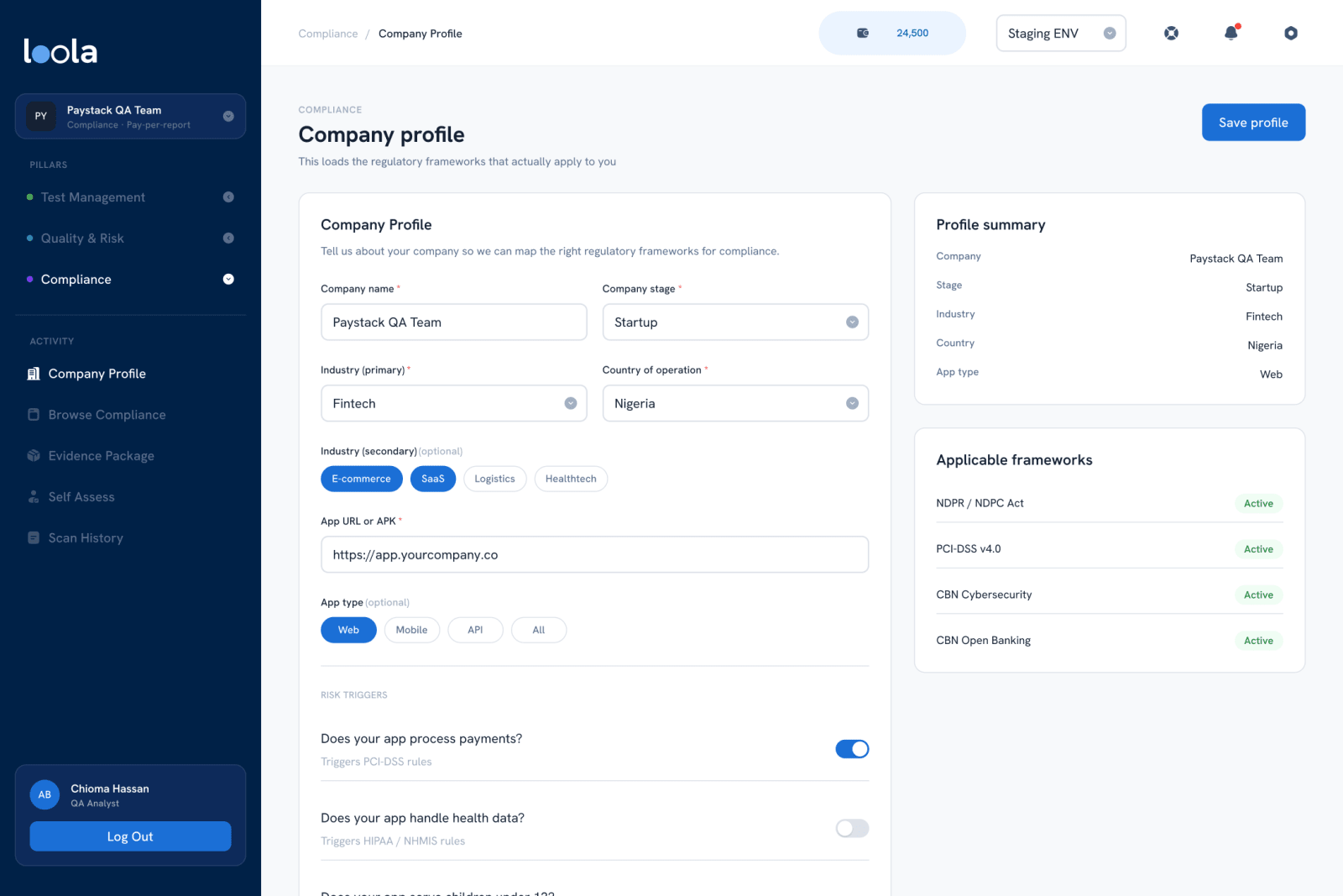 Company profile: the questions that decide which frameworks apply