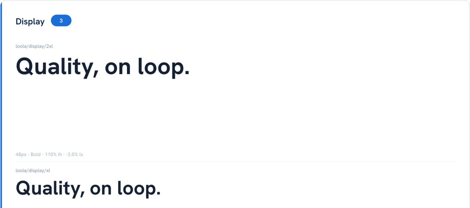Display type: Quality, on loop.