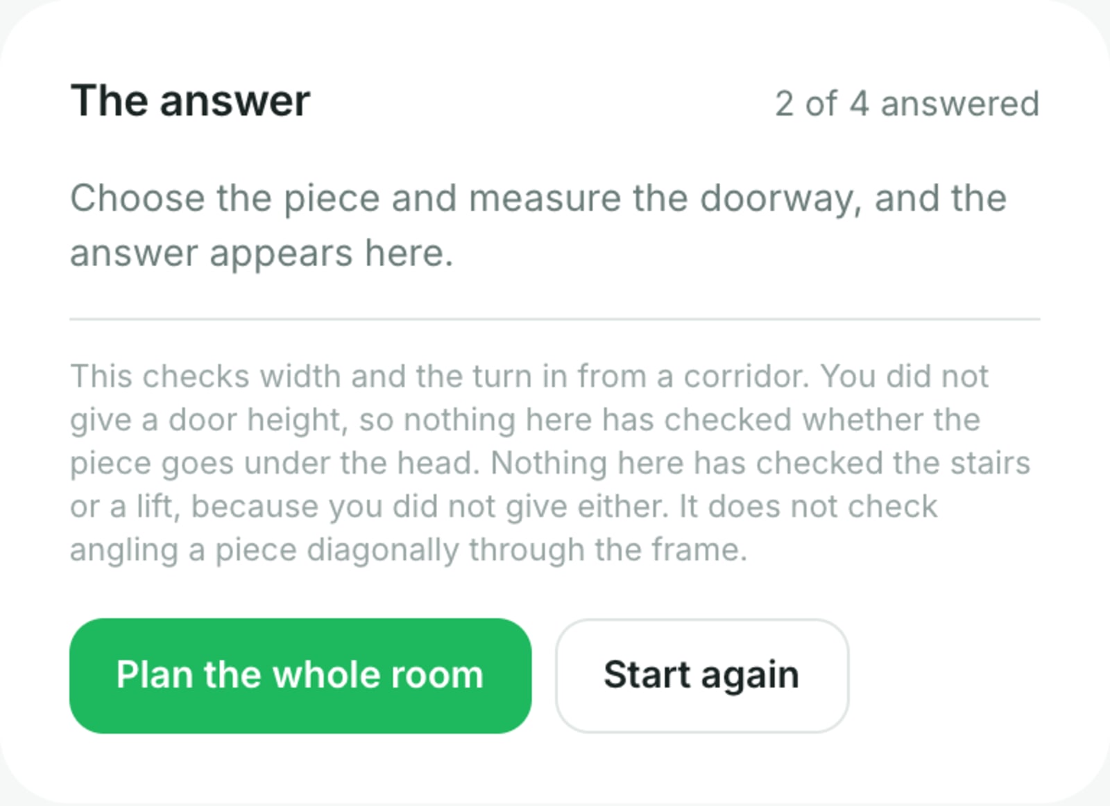 The delivery check's answer, saying what it did and didn't check