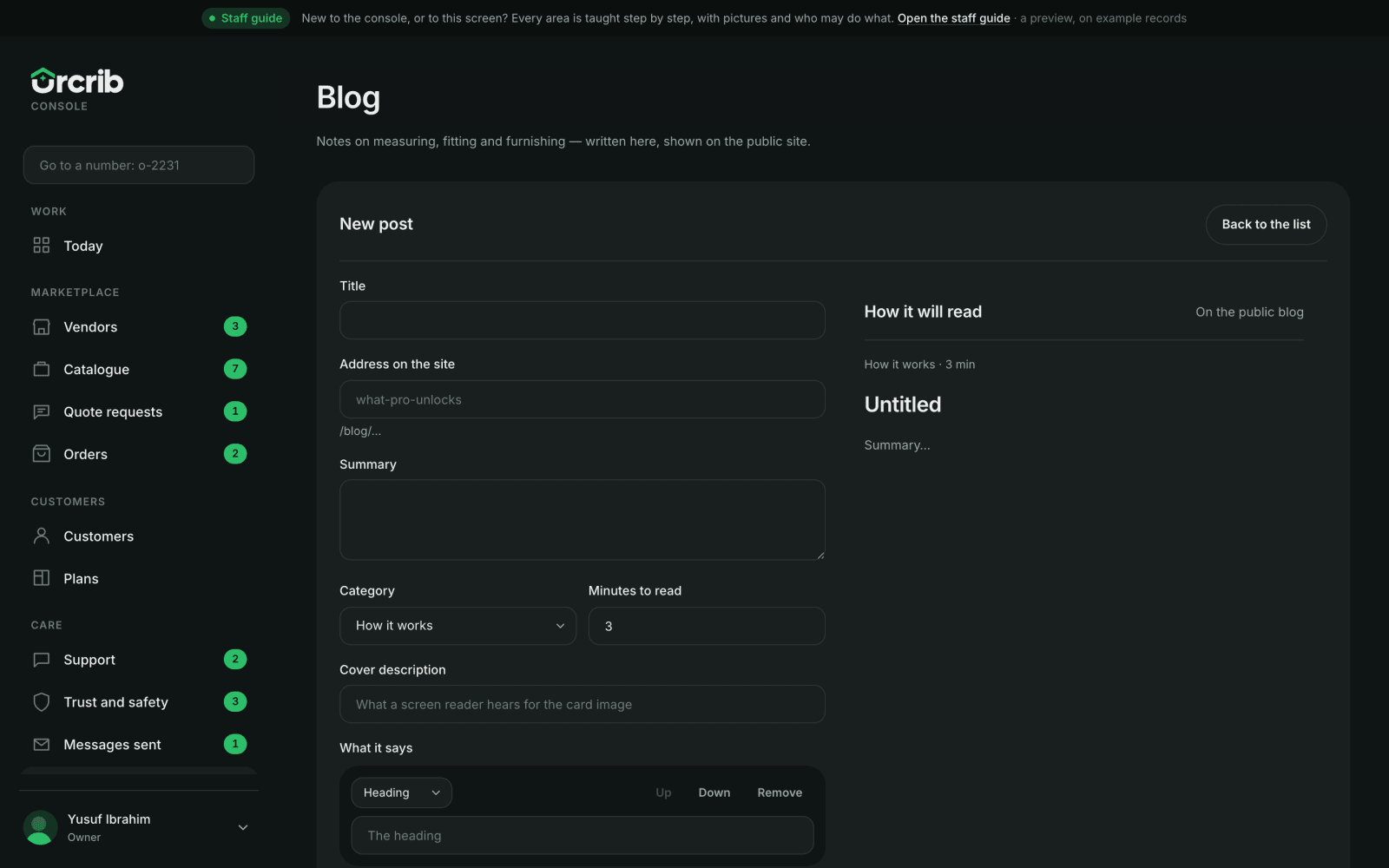 Writing a post with a live preview of how it will read