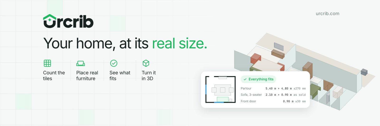 The Urcrib X banner: your home, at its real size