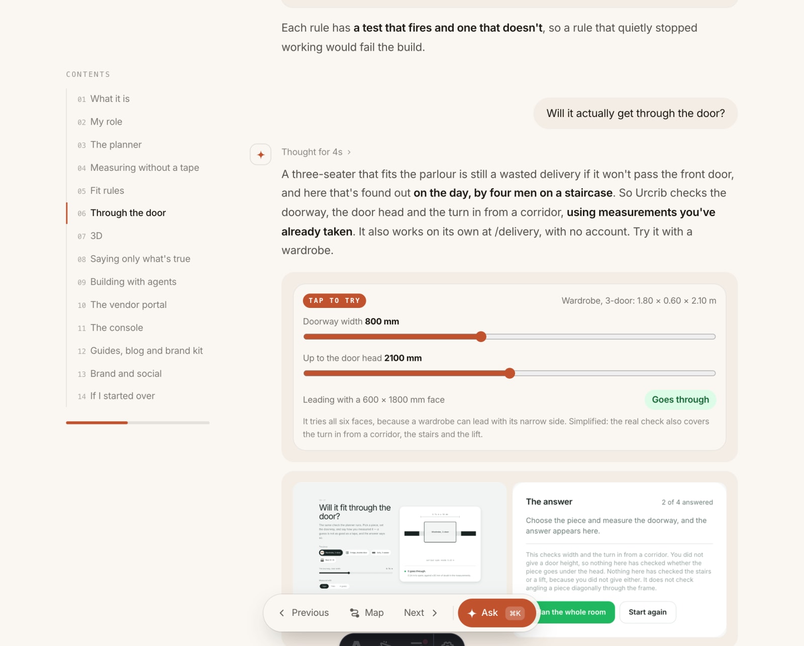 Reading mode with sticky contents and an interactive demo