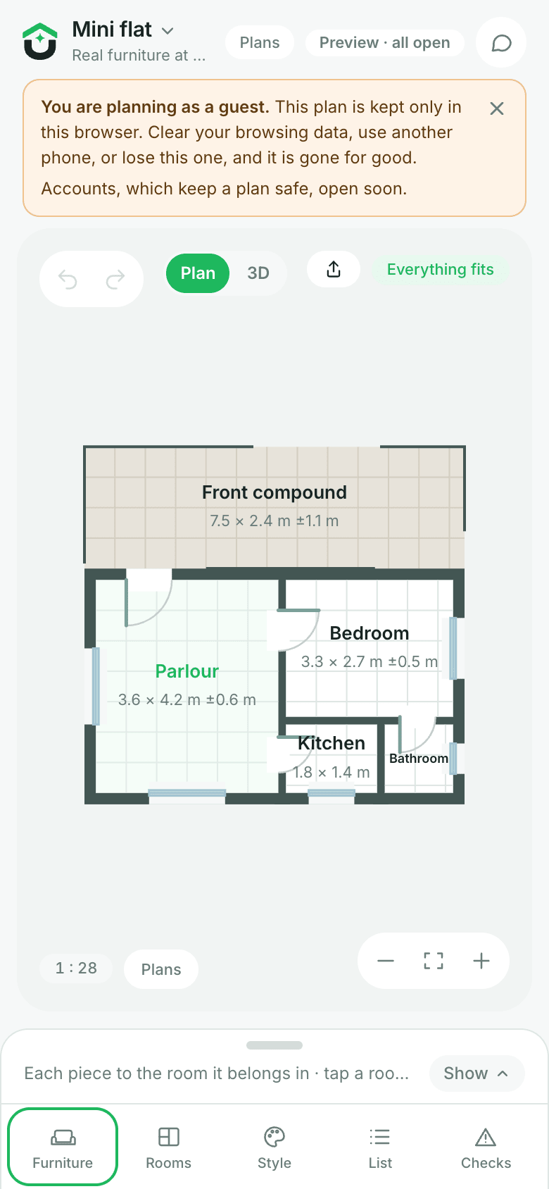 The plan on a phone