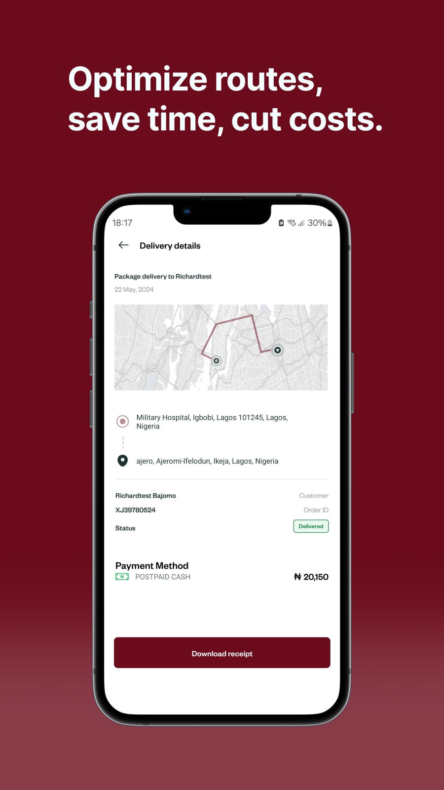 Optimise routes, save time, cut costs