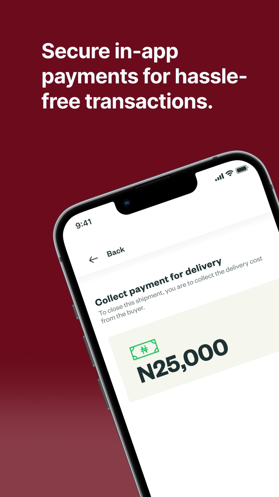Collect payment for delivery in the app