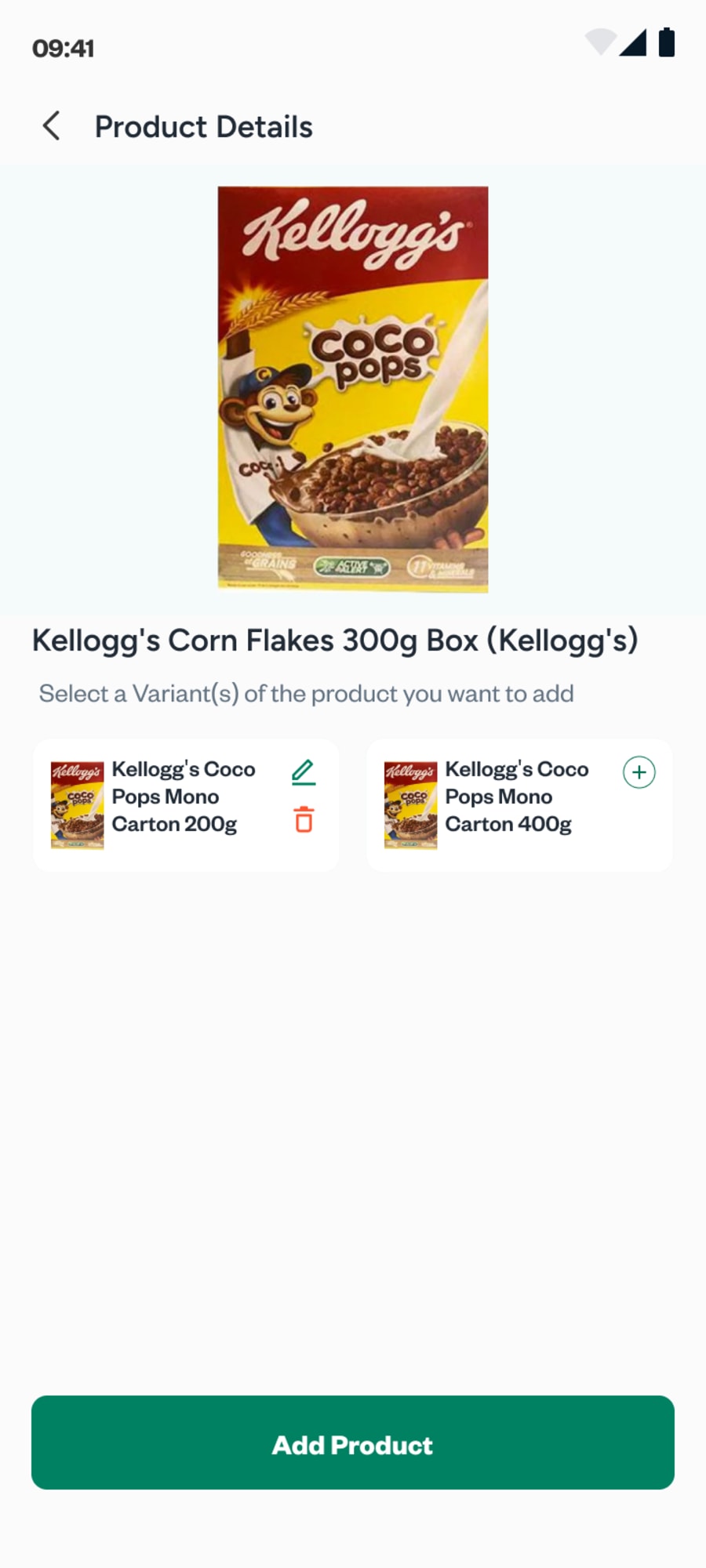 Pick the variants of a product to sell