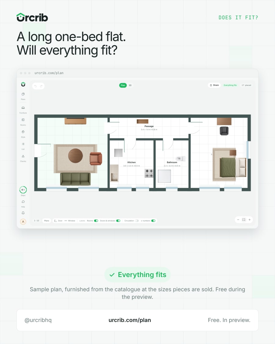 A long one-bed flat: will everything fit?