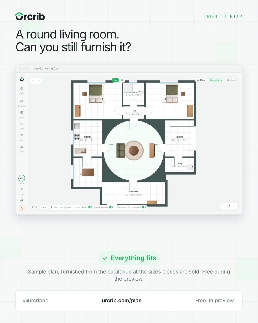 A round living room: can you still furnish it?