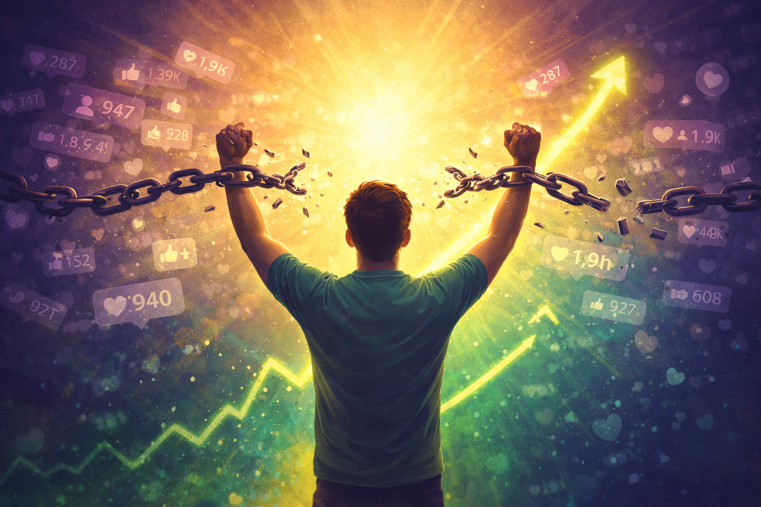 a persons reflection left side shows a smaller, doubtful past self in shadow