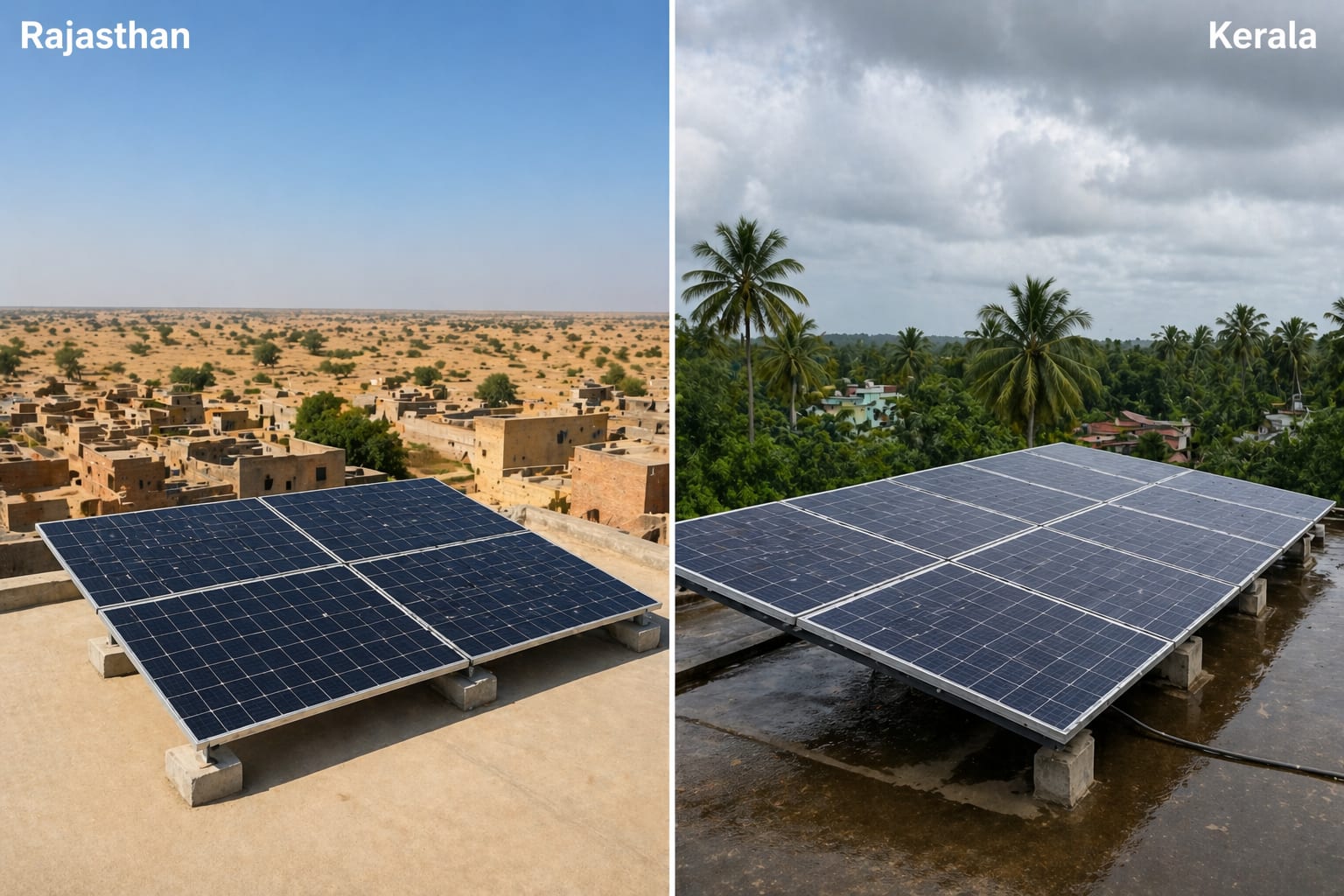 North India desert climate versus South India