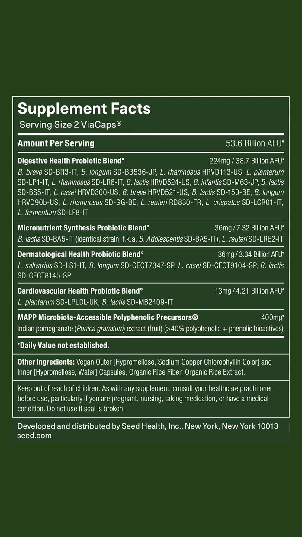 DS-01&reg; Daily Synbiotic Supplement Facts