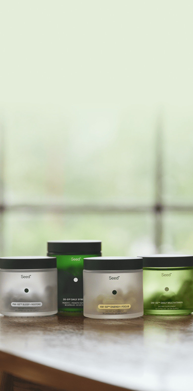 Four jars of seed products