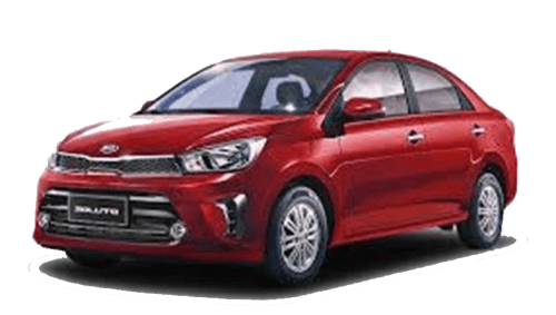 Red Kia K3 mid-size rental car in Aruba