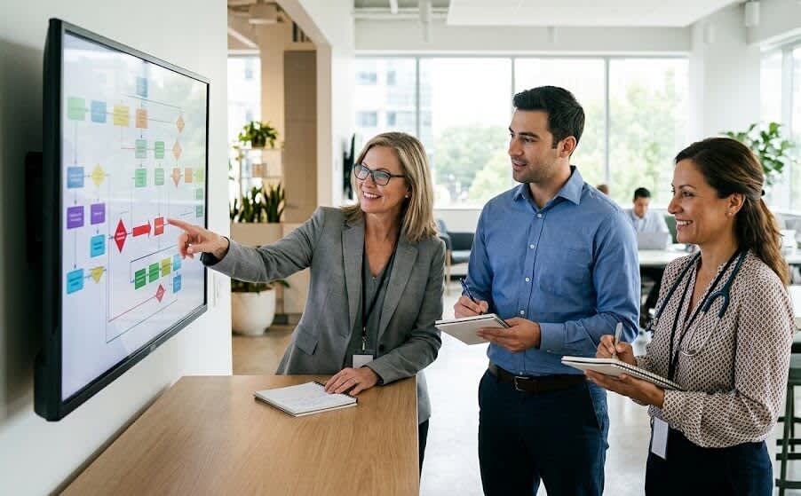 Team reviewing health insurance claims workflow