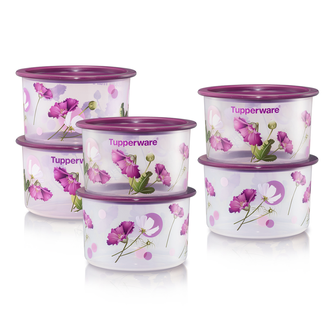 Royale Bloom One Touch Topper Junior (6) 600ml Tupperware Plus