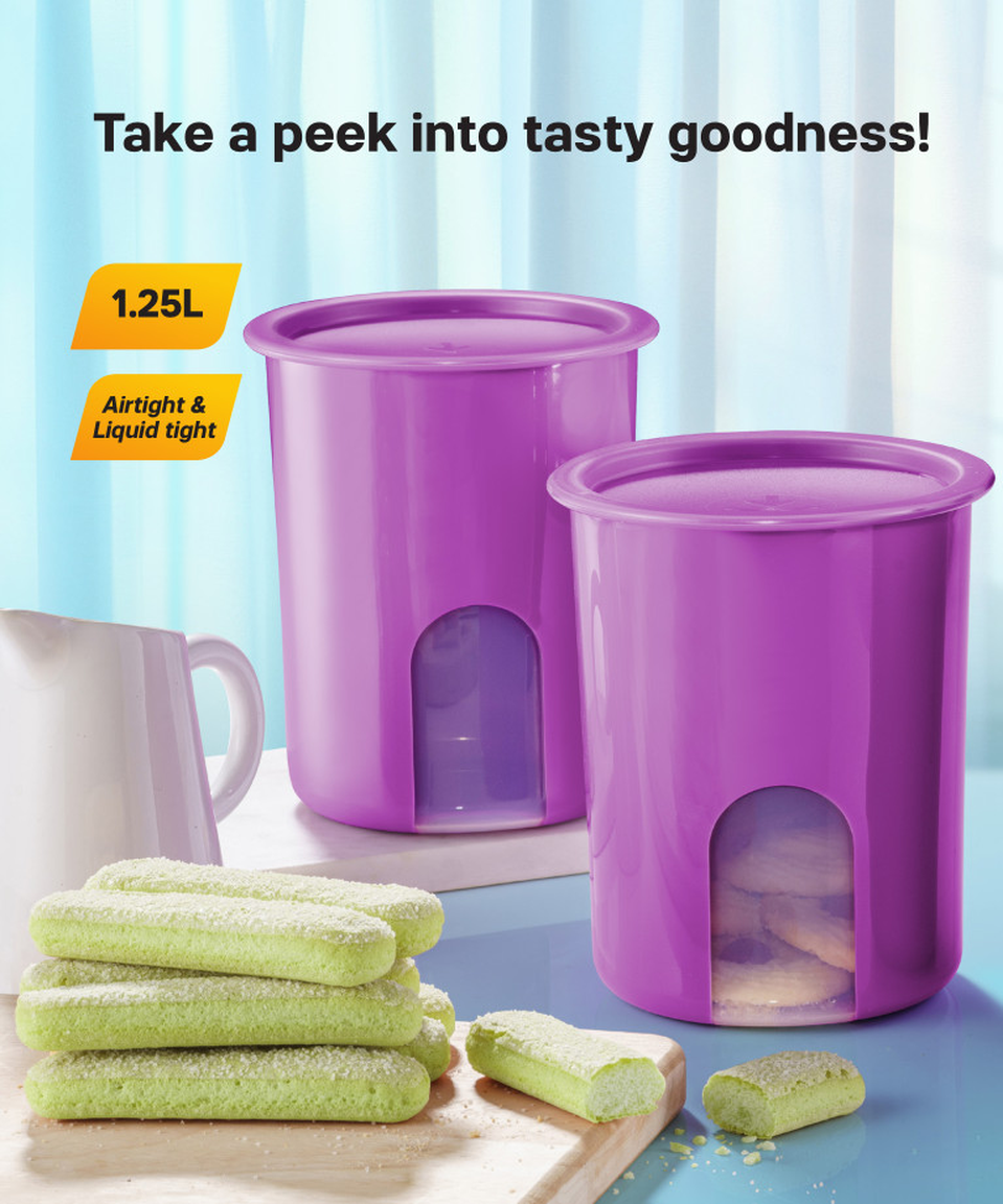 Tupperware One-Touch Canister with Reminder Window 5 Cups Parrot