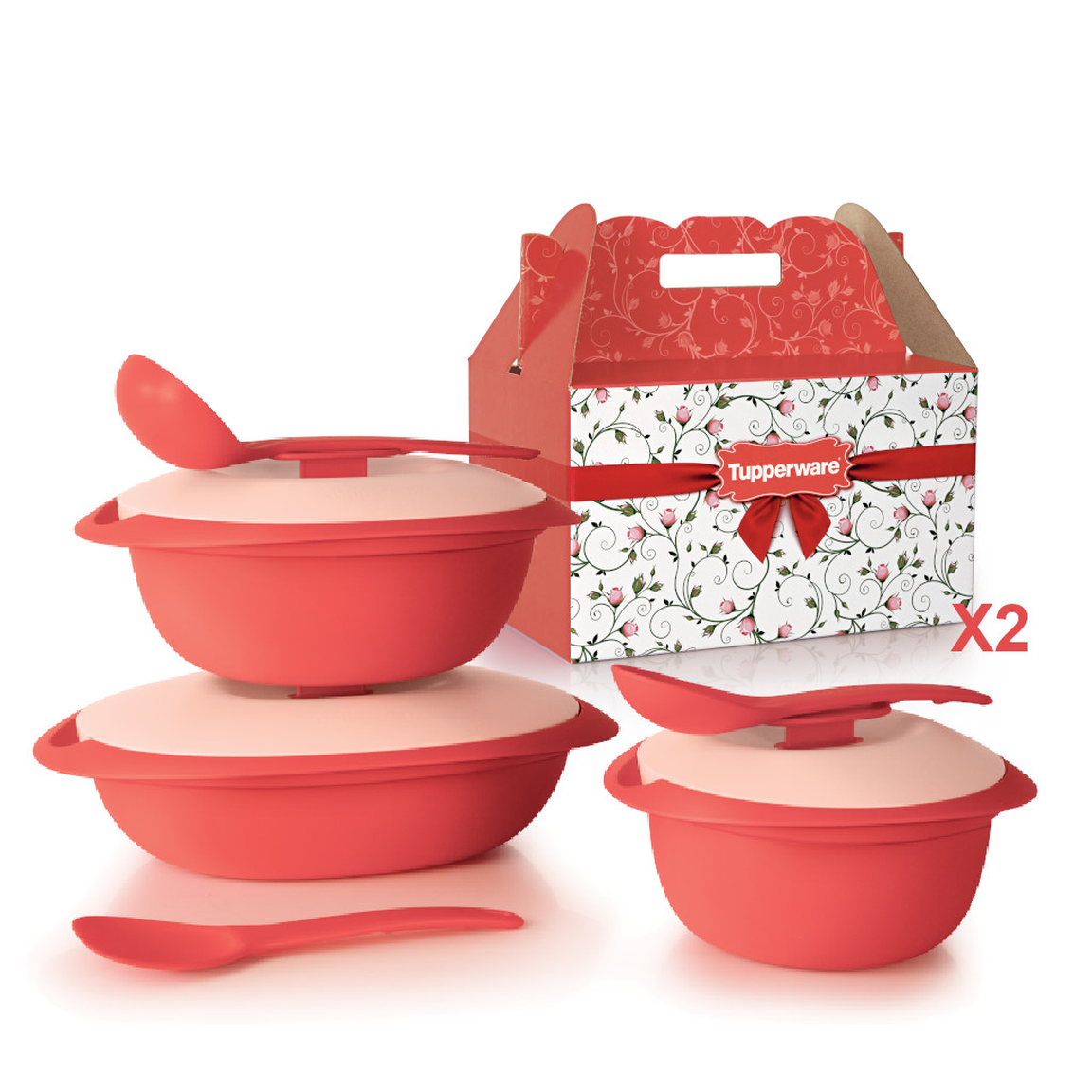 Coral Blooms Serveware Set (2) Tupperware Plus