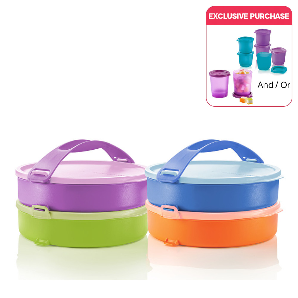 Tupperware Click to Go Round with Medium Handibowl Sets 6 pcs