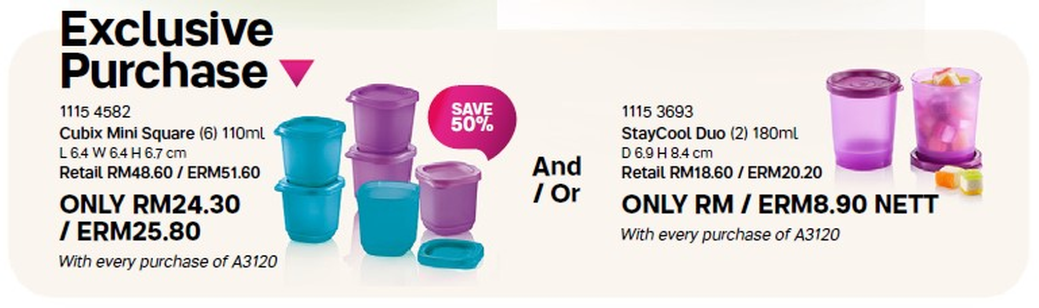 Tupperware Cubix Mini Square 110 ml (Set of 6)