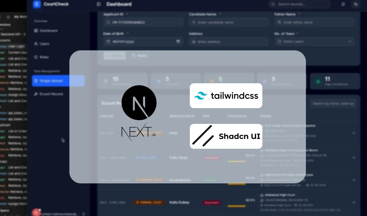 NextJS + Shadcn UI: Enterprise Criminal Record Check Dashboard