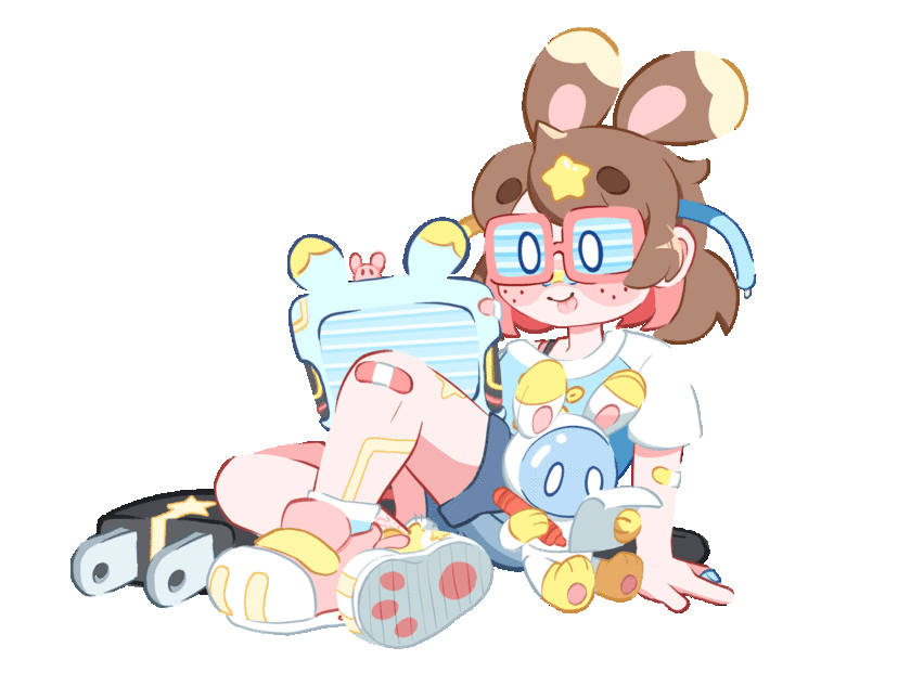 Gis of Rae's VTuber drawing with BunBot