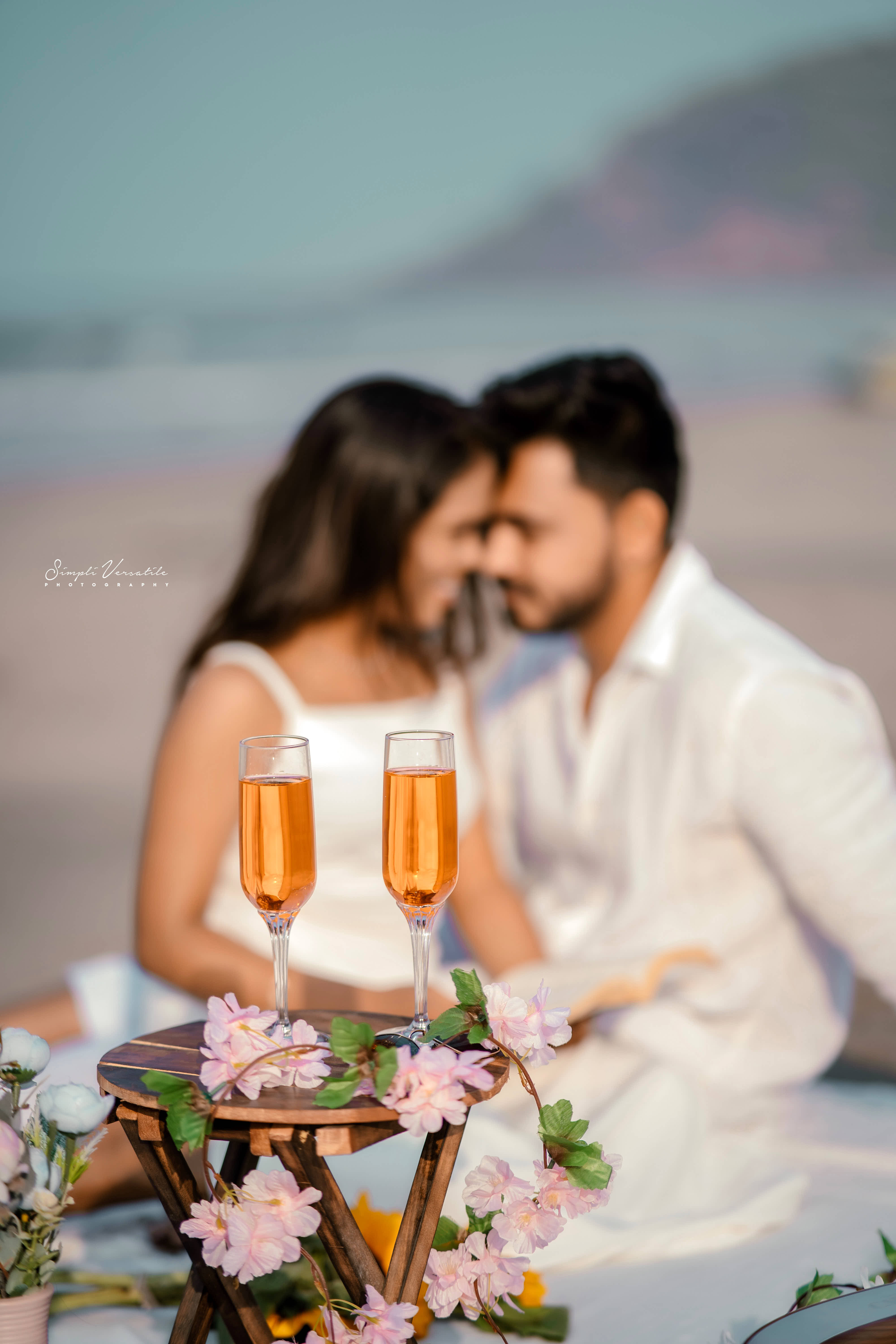 Romantic couple portrait outdoors