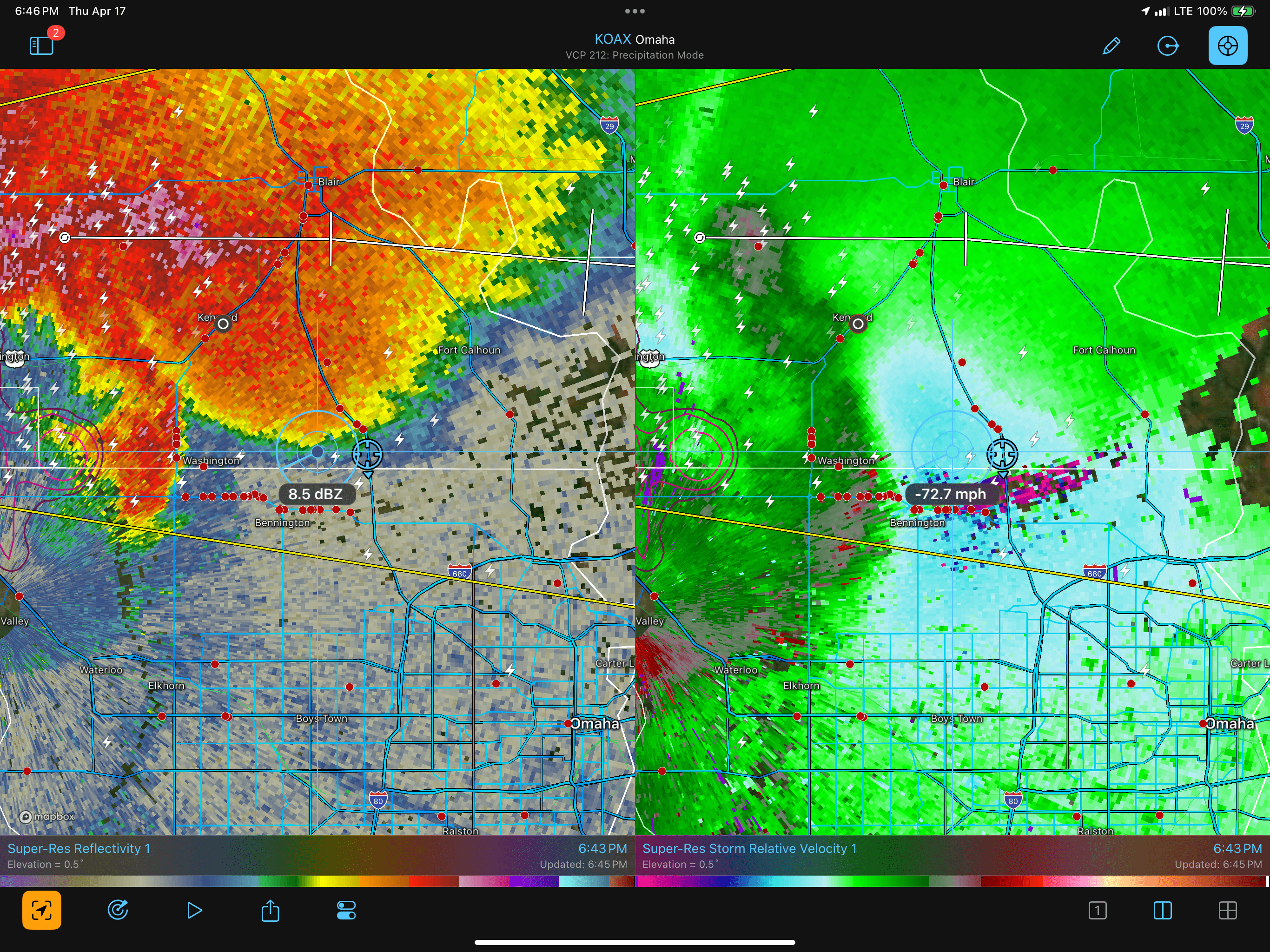 Image 11. Omaha, NE 4/17/2025 - Panoramic of the storm just west of Omaha