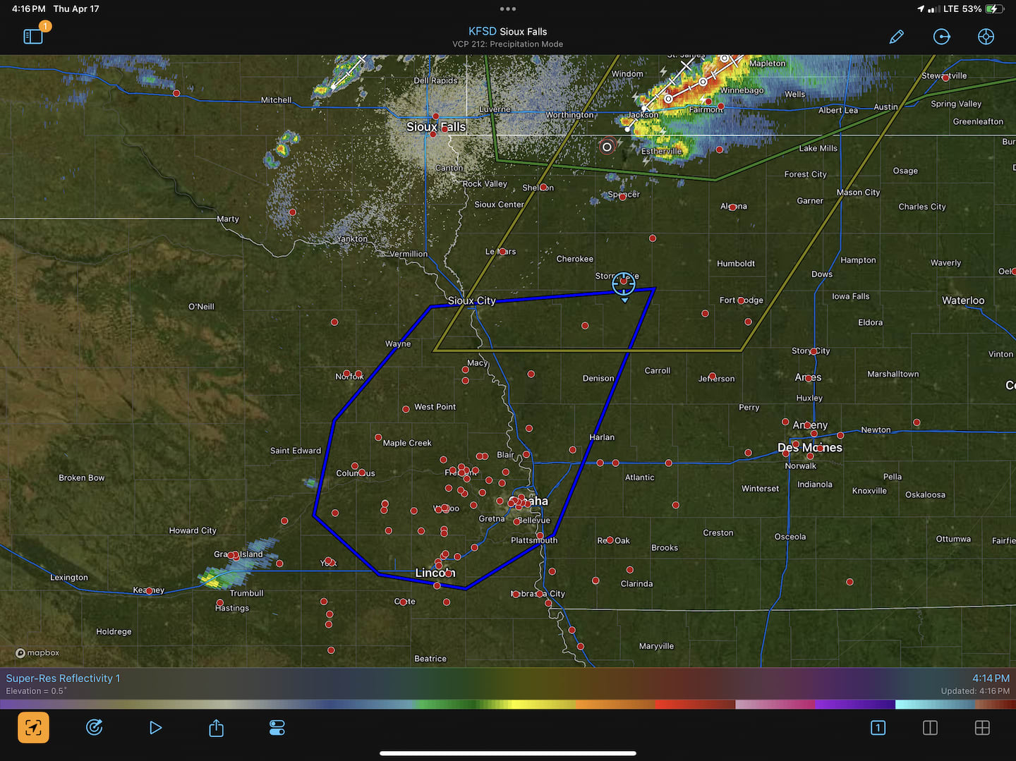 Image 8. Radar screenshot of our location