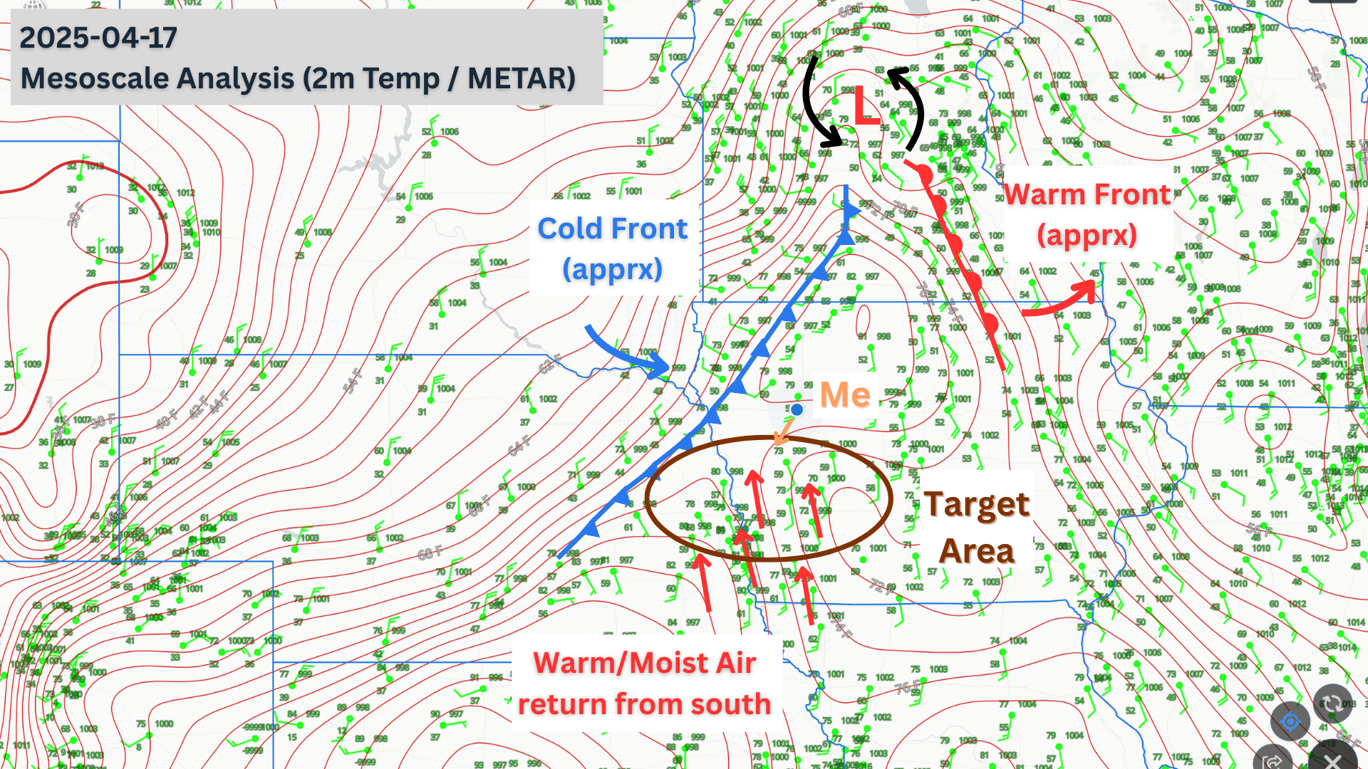 Image 7. Screenshot of Mesoscale Analysis and rough sketch of features