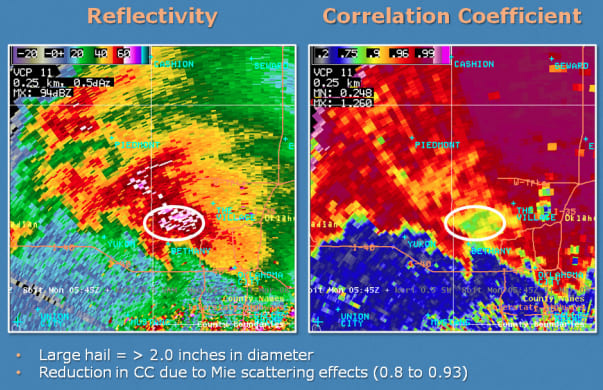 Image 17. Large Hail seen on CC