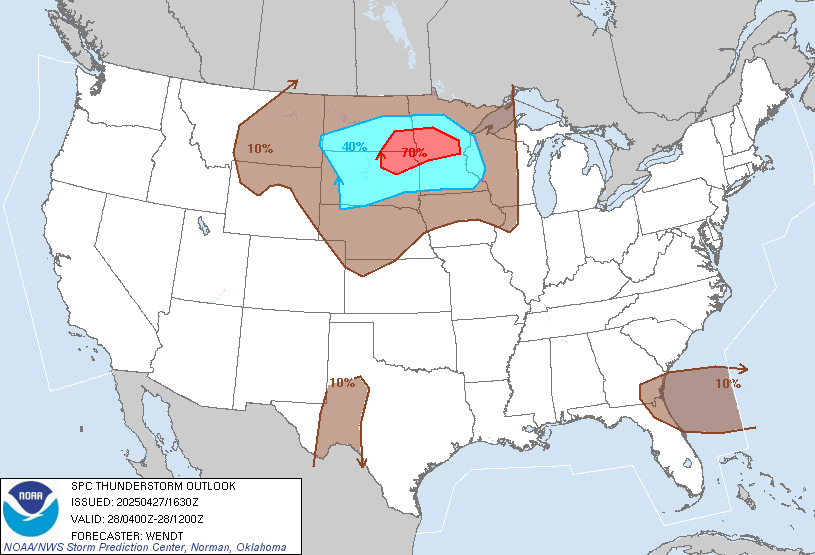 Image 1. SPC Thunderstorm Outlook for April 28, 2025 04-12Z