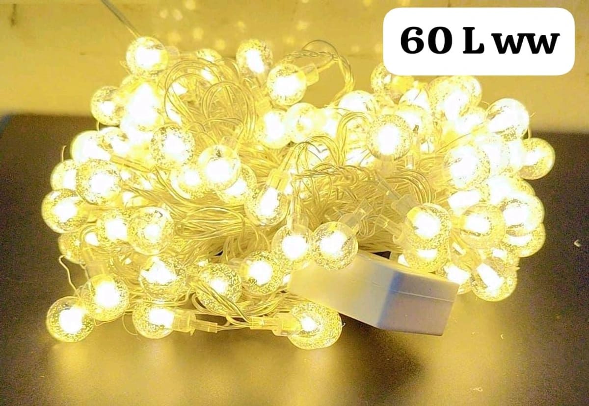 New MU-101 Golden Glow Balls String Light, 60 Bulbs Warm White String Light