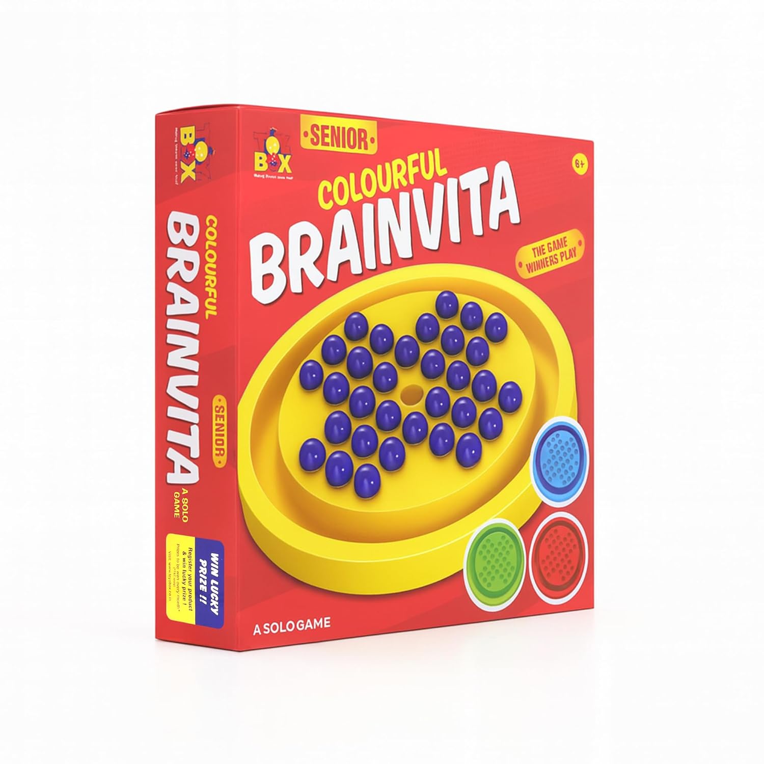 Colourful Brainvita Senior Mind Challenging Board Game with 32 Marbles | Marble Solitaire | Suitable for Ages 5 Years and Above, Kids