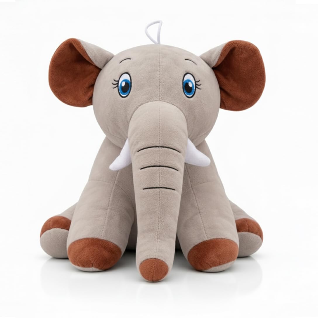 Plush Grey Elephant Toy Teddy Bear Gift 20cm Soft Toys for Baby Girl Fully Washable Plush Toys and Stuffed Toys Perfect for Nursery Play and Cuddling (Grey)