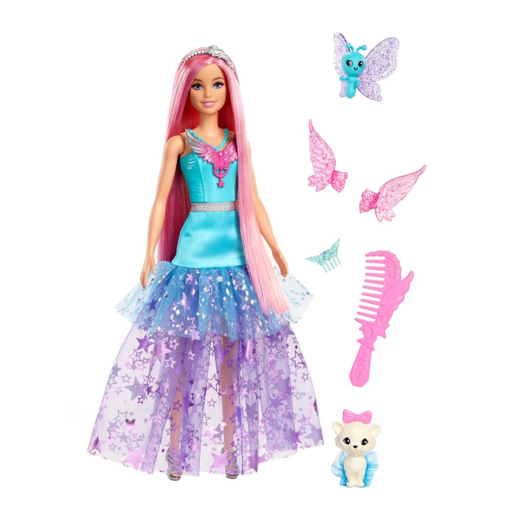 Barbie Doll with 2 Fantasy Pets & Dress, Malibu” Doll from A Touch of Magic™, 7-inch Long Hair​