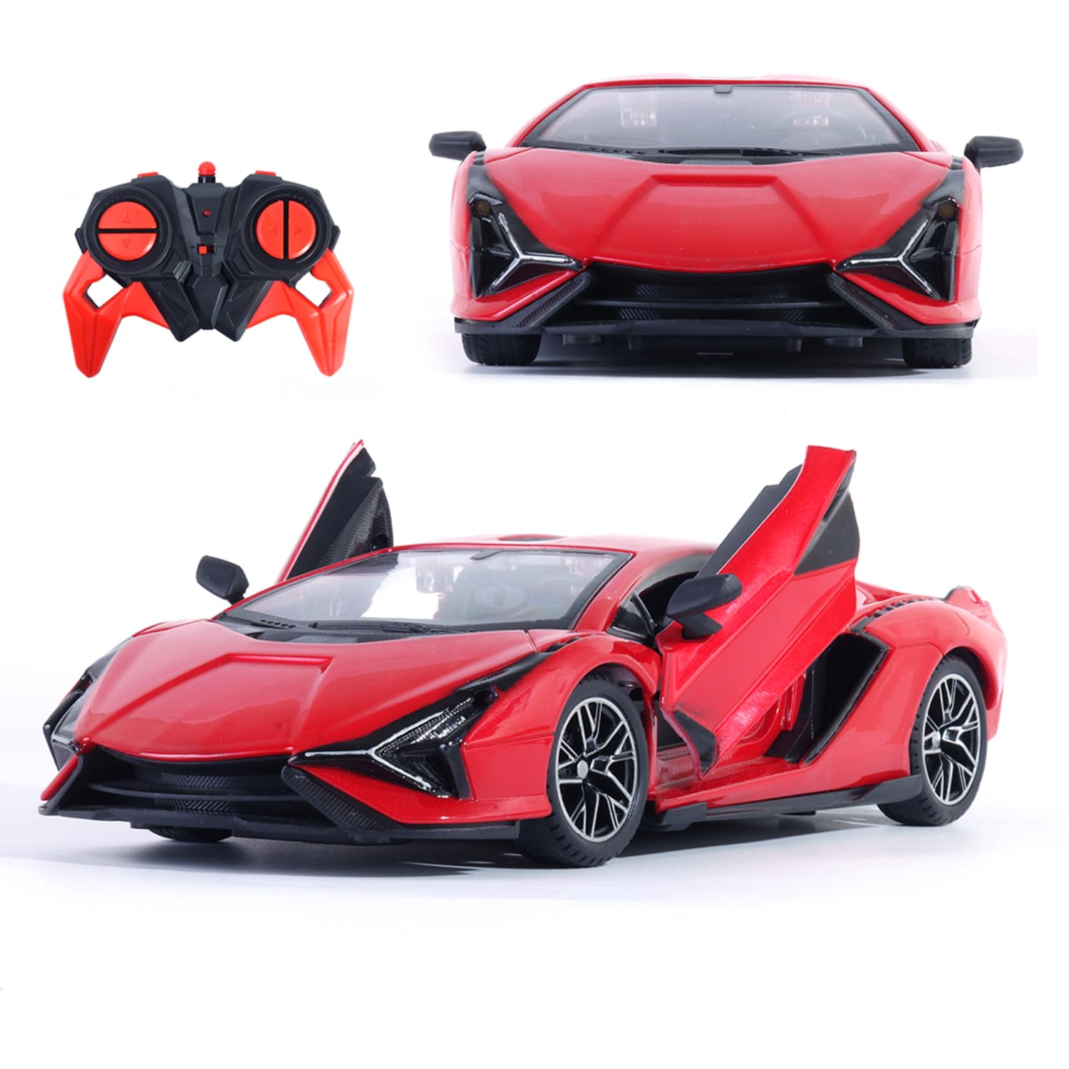 Popsugar Door Opening Remote Control Car | Rechargeable 1200mAh Lithium Battery | C-Type Charging | 75-Min Runtime | 2.4G Long Range Remote (100+ ft) | HighSpeed RC Car | Gift for Kids | Made in India