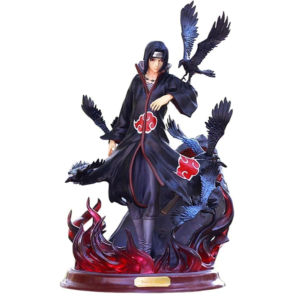 Trunkin Rubber Uchiha Itachi Pvc Action Figure Toy | Uchiha Itachi With Crow Collectible | Model Toy Figurine - 25 Cm, Blue, Red