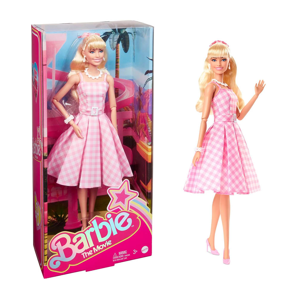 Barbie™ The Movie Doll Wearing Pink and White Gingham Dress with Daisy Chain Necklace