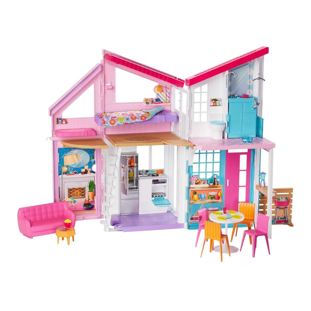 Barbie Malibu House 2-Story, 6-Room Dollhouse with Transformation Features