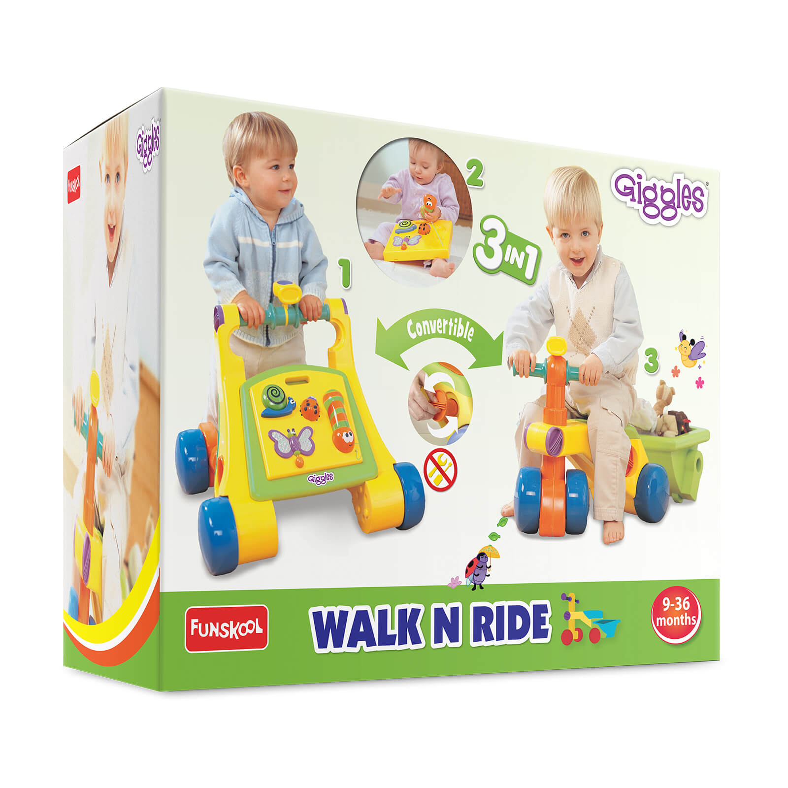 Giggles Funskool Walk N Drive 3in1 Fun & Development Activity for Babies