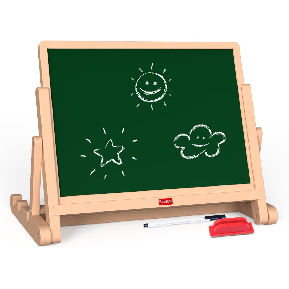 Funskool Draw N Write Desktop Slate 4in1 Double Sided Chalk Board for Kids