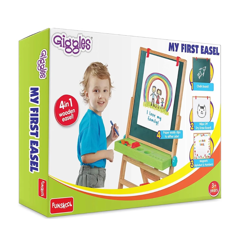 Funskool Giggles My First Easel – 4-in-1 Wooden Learning Easel for Kids (3+ Years)