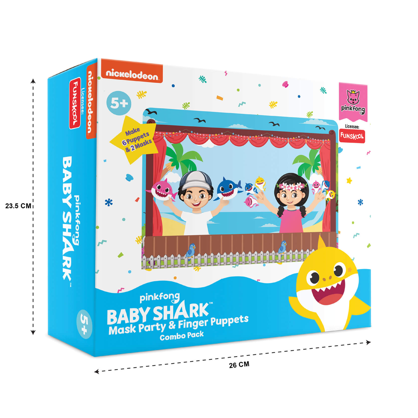 Funskool Handy Crafts Baby Shark Mask Party & Finger Puppets Art & Craft Kit for Kids