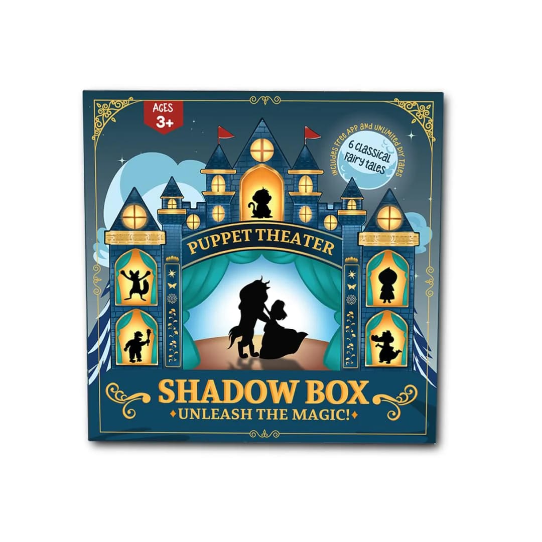 iOTales Shadow Puppetry Kit for Kids – DIY Storytelling Playsey Set with 6 Fairy Tales, 30 Characters & 11 Settings