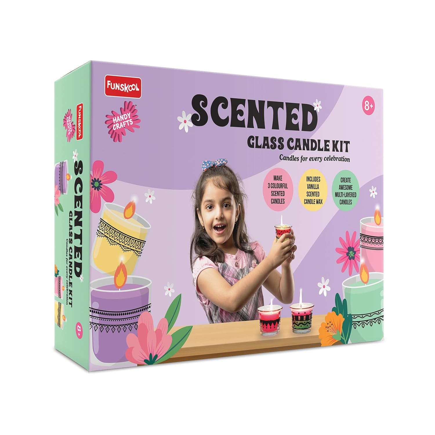 Funskool Handycrafts Scented Glass Candle Making DIY Kit for Kids – Art & Craft Activity Set