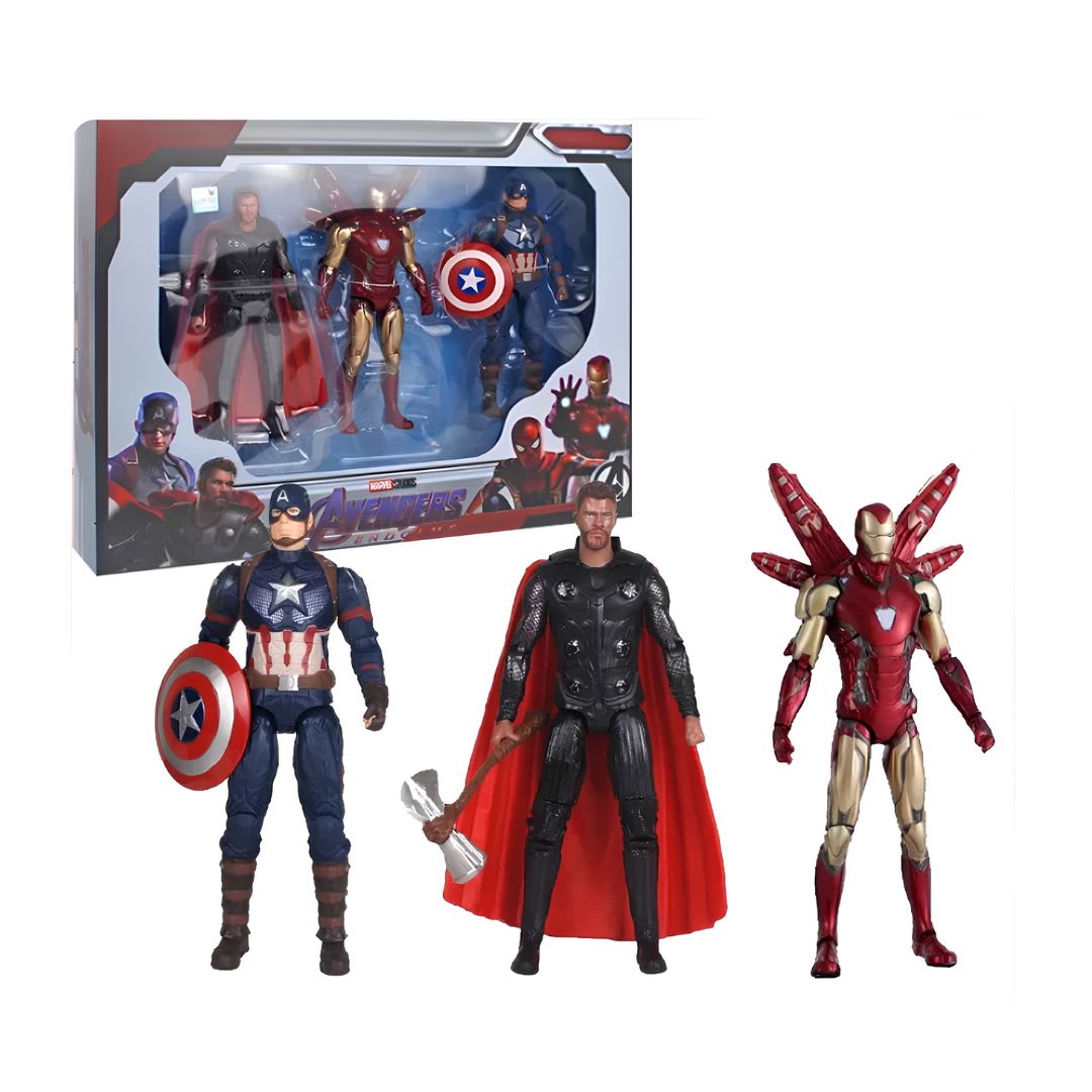 Marvel Avengers Endgame Action Figure Set – Iron Man, Captain America & Thor Collectible Toys