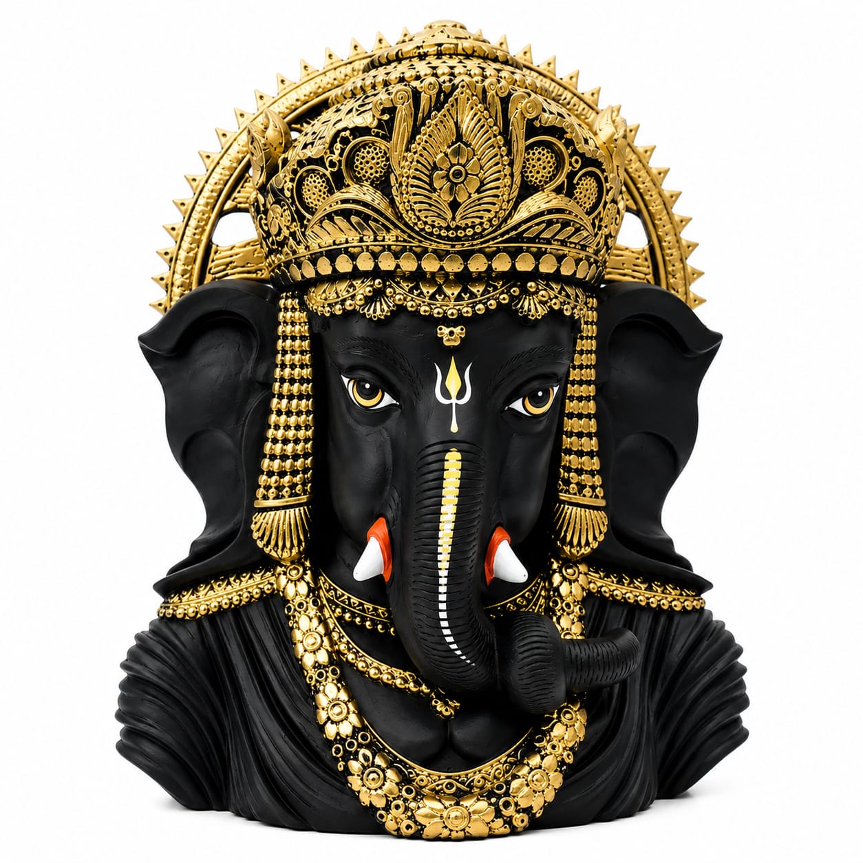 8-Inch Black & Gold Ganesha Idol for Home Decor & Office | Handcrafted Decorative Ganesh Murti | Premium Finish | Gift for Housewarming and other occasions