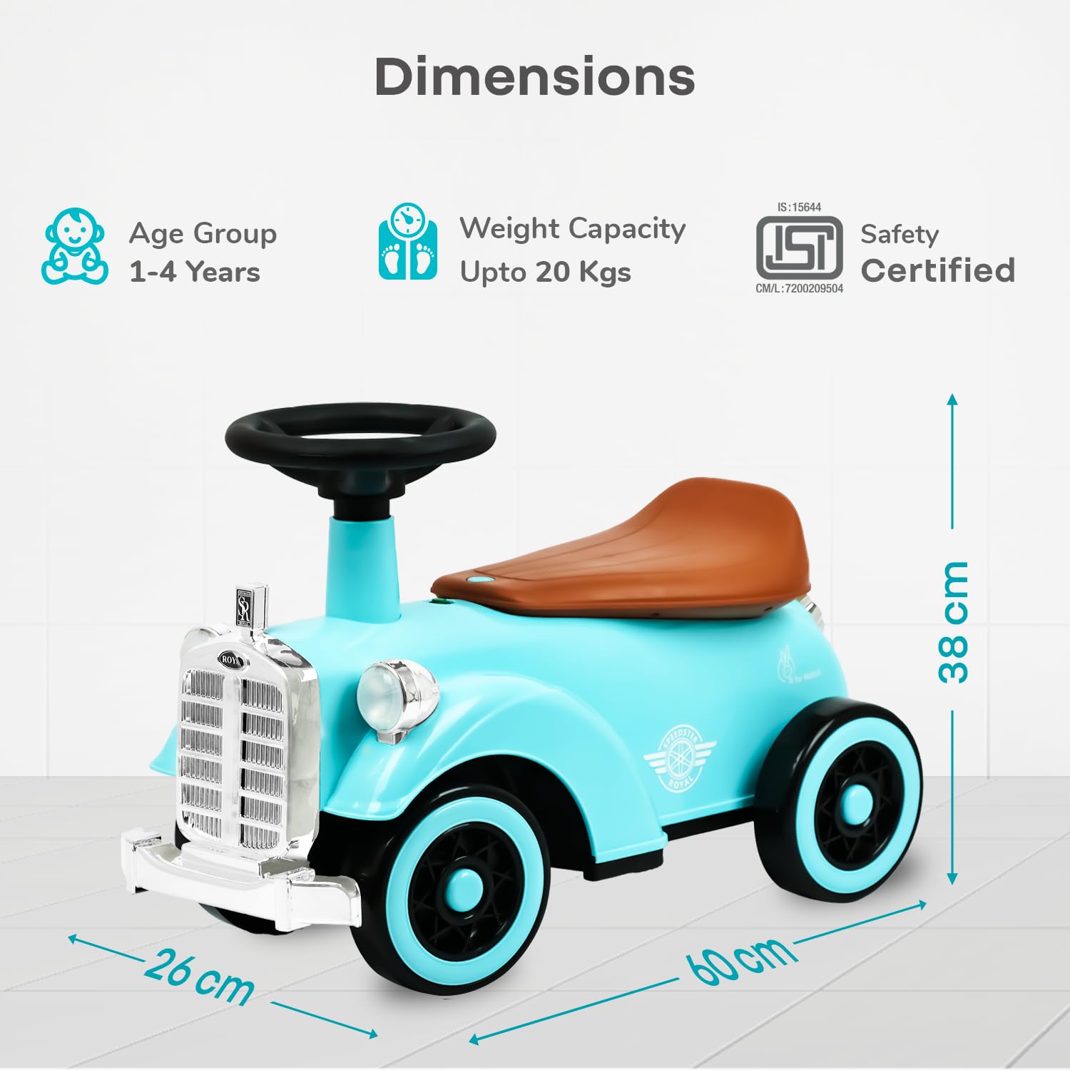 R for Rabbit Speedster Royal Ride-On Car Blue Brown β Vintage Style Fun for Little Riders!