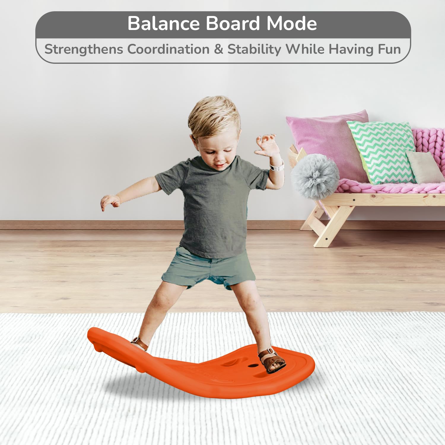 R for Rabbit Rock N Ride 3-in-1 Baby Push Ride-On Car with Rocker & Balance Board for Kids 1-4 Years Blue Orange