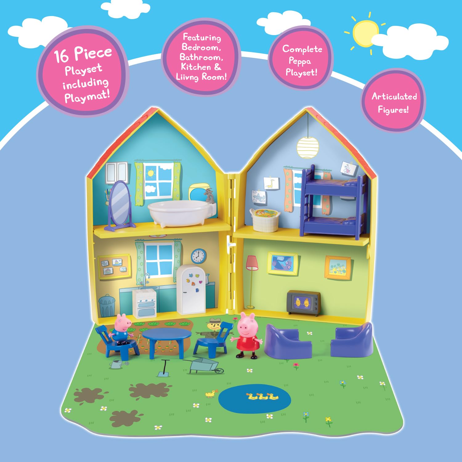 Peppa Pig Family House Playset with Peppa & George Figures | 2-Storey Doll House Toy with Furniture & Accessories for Kids Age 3+